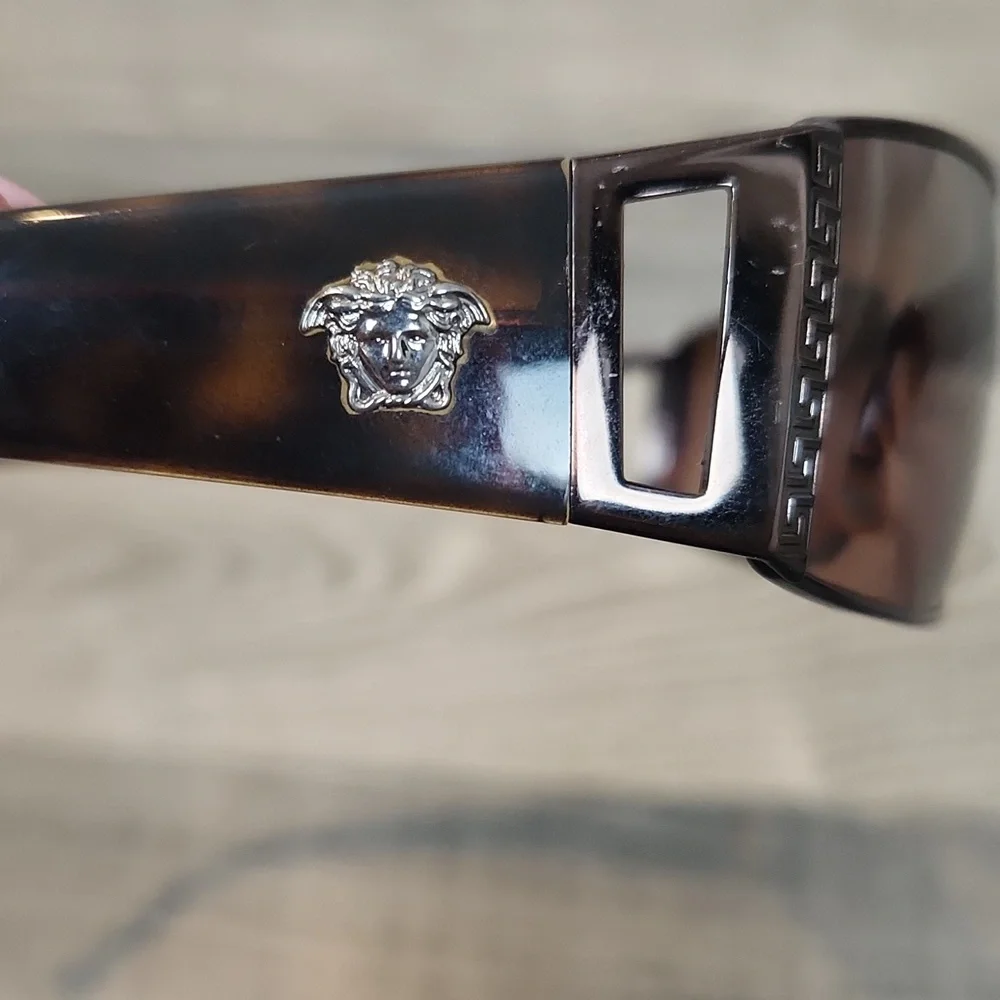 Versace Vintage Brown Tortoiseshell Mirror Rectangular‎ Sunglasses